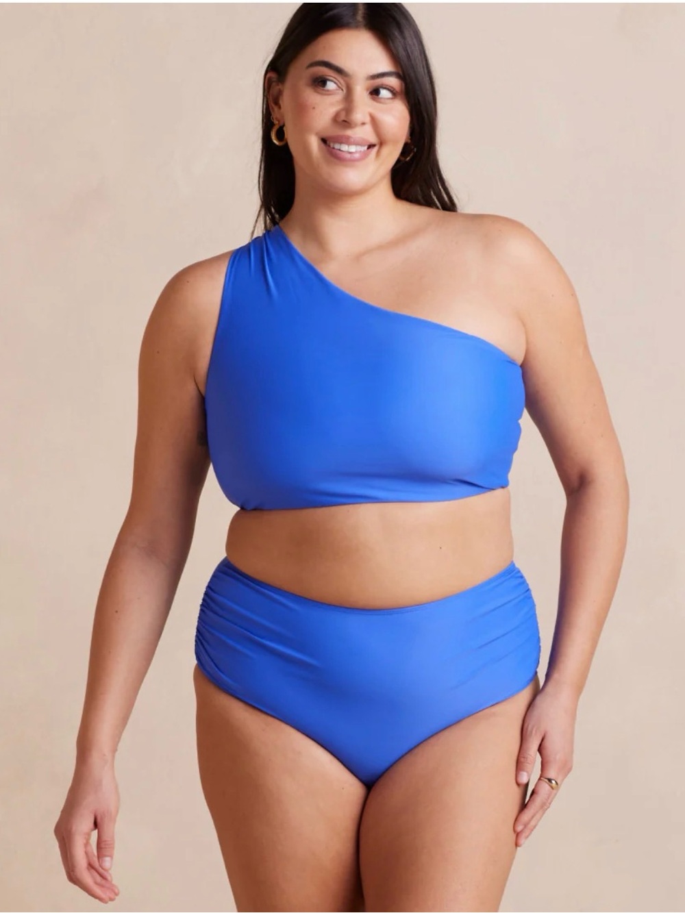 Summersalt Ruched High Leg High Rise Bottom in Bay